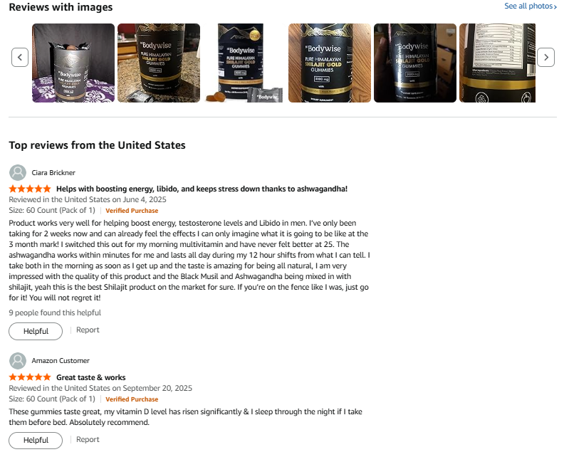 Be Bodywise Pure Himalayan Shilajit Gummies Reviews