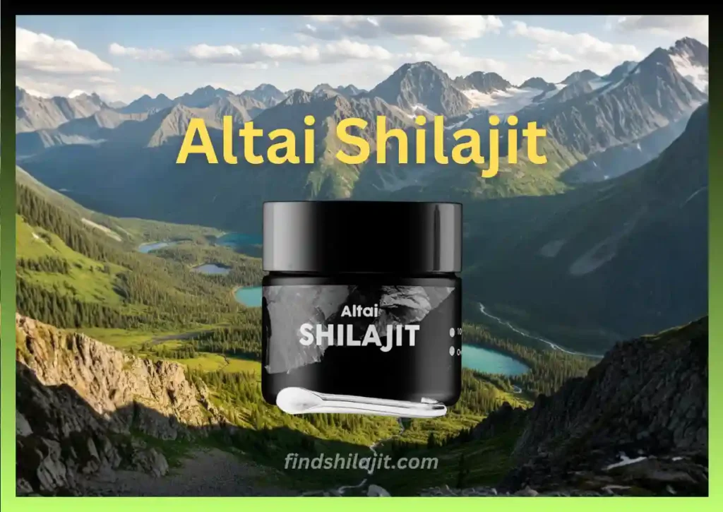 altai shilajit bottle and mountain