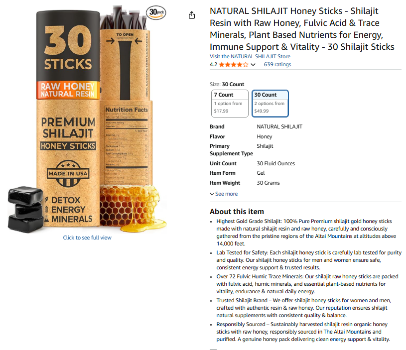 NATURAL SHILAJIT Honey Sticks – Brand NATURAL SHILAJIT