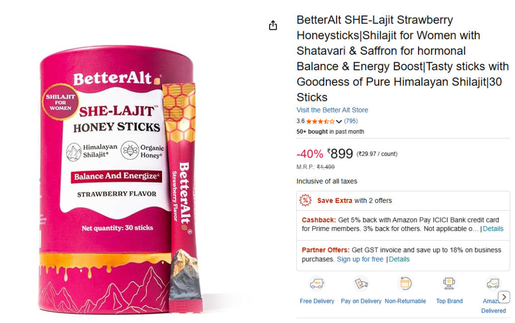 BetterAlt SHE-Lajit Strawberry Honeysticks