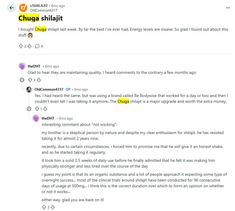 Chuga Shilajit Reviews Reddit