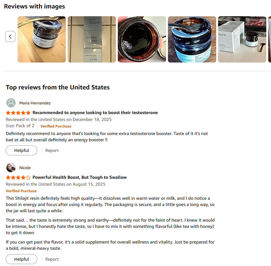 Mars Shilajit Amazon Reviews