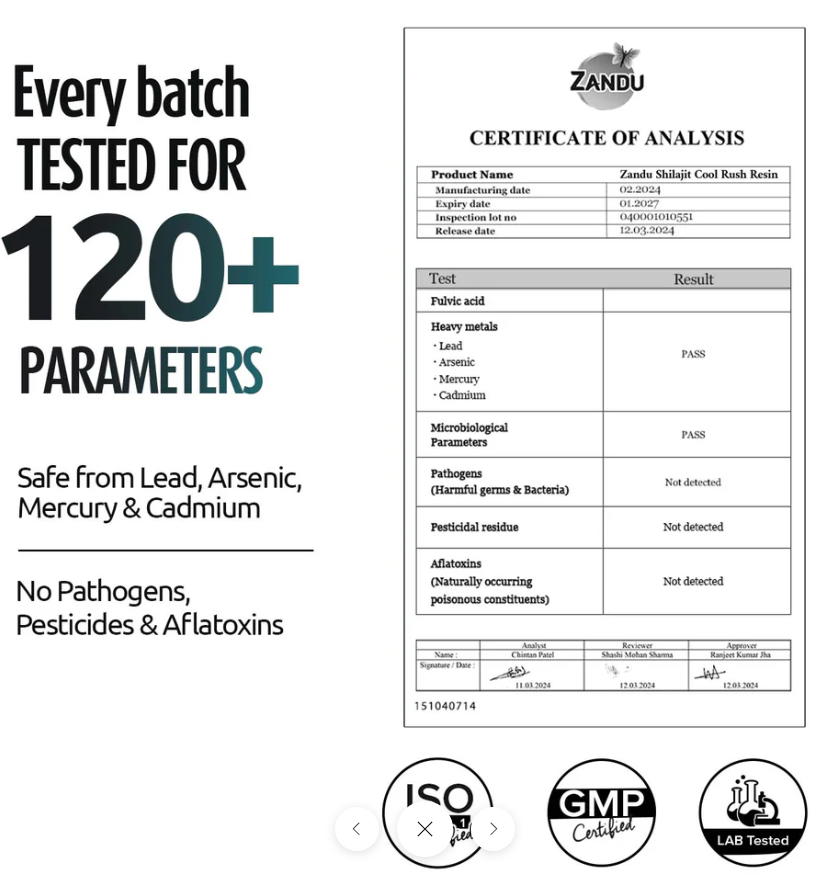 zandu shilajit lab report
