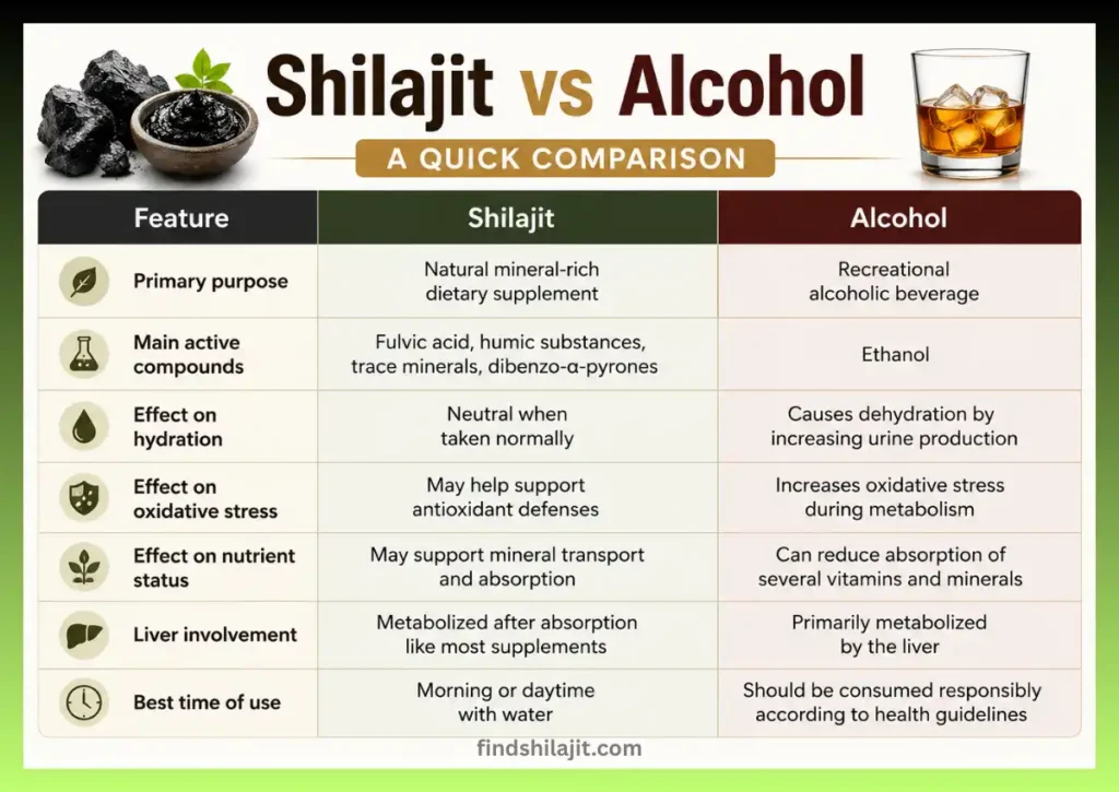 shilajit vs alcohol