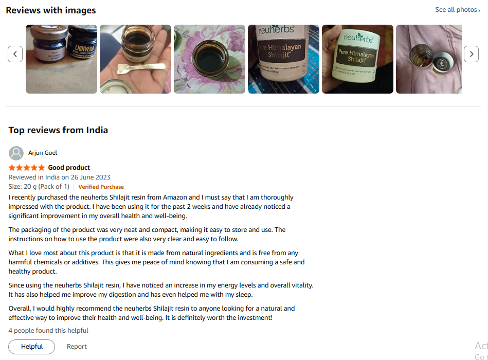 Neuherbs Shilajit Customer Reviews